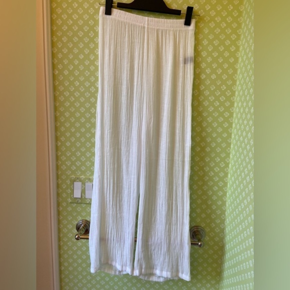 Skue, White see thru‎ gauzy loose pants , elastic waist, sz Medium
